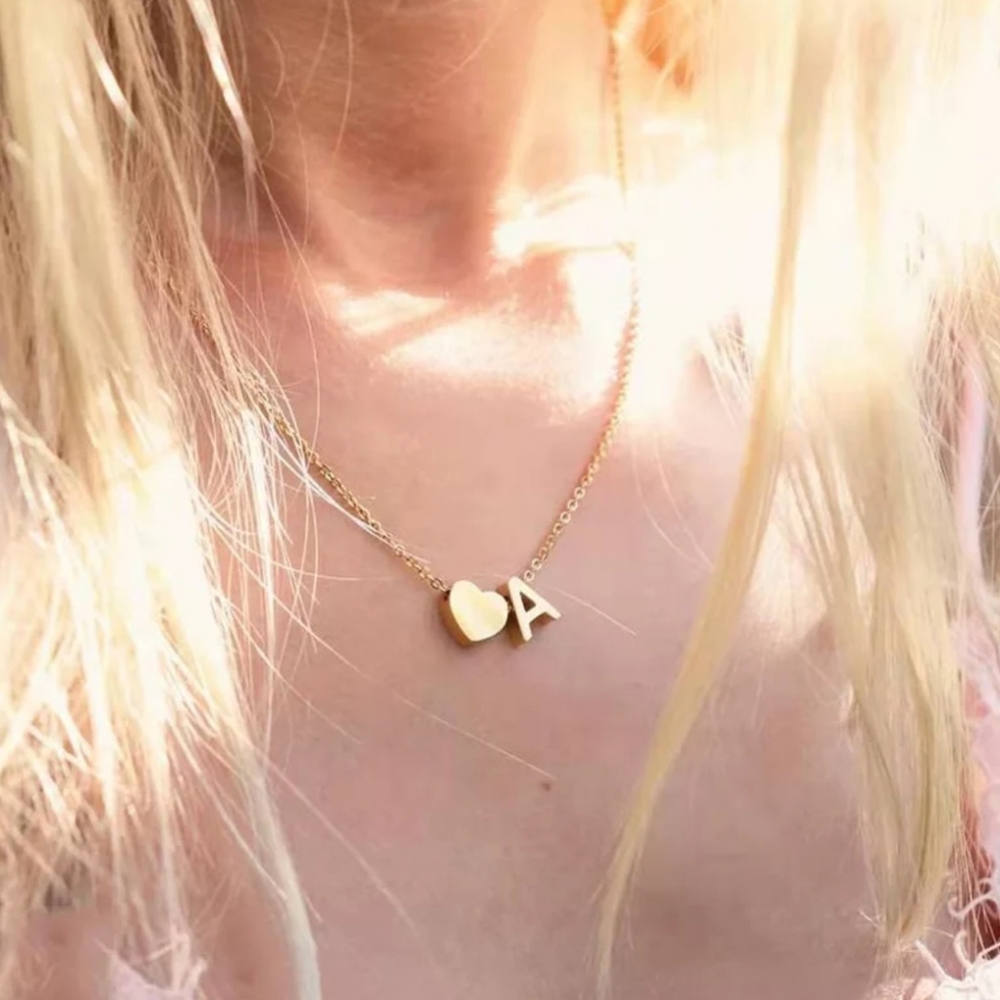 Heart Letter Collar Stacking Layering Pendant - Picture 2 of 9
